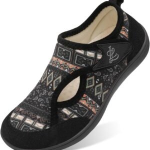 LeIsfIt Womens Slippers Wide Diabetic Shoes Adjustable Walking Shoes Arthritis Edema House Shoes Indoor Outdoor Slippers