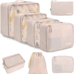 BAGAIL 8 Set Packing Cubes Luggage Organizer Bags for Travel Accessories-Cream