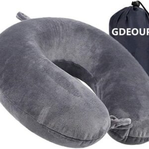Travel Pillow 100% Pure Memory Foam Neck Pillow Airplane for Traveling,Car, Train,Napping,Traveling,Washable Cover (Grey)