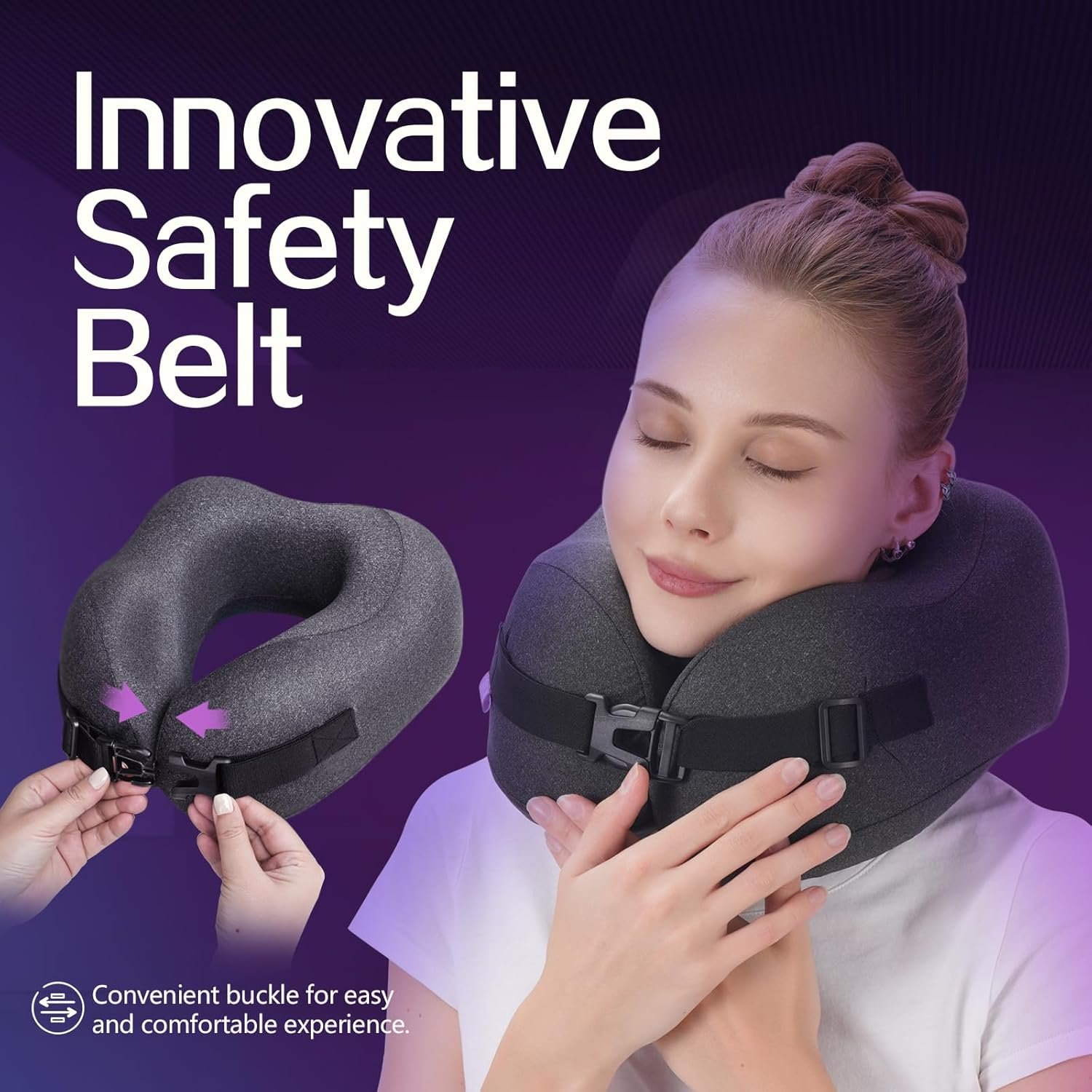 Travel Pillow Vac Compressed Memory Foam Neck Pillow Airplane,Comfortable,Neck Support,Machine Washable,Airplanes Travel Essentials Accessories for Office,Flight,Cars Breaks Sleeping(Black) - Image 5